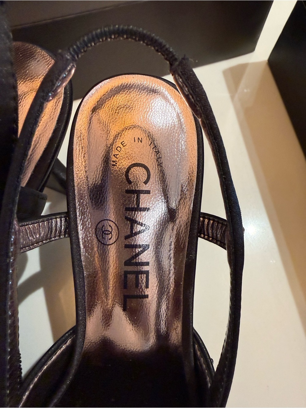 Gently Worn CHANEL Black Beaded Slingback Pointed-Toe Pumps. Vintage! - Picture 12 of 16